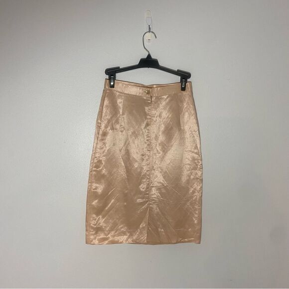Philippe Adec Paris Shiny Linen Blend Nuetral Pencil Skirt - Picture 1 of 6